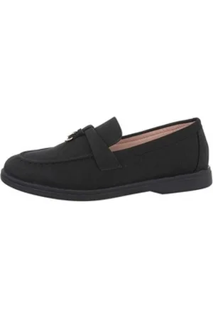 Ital-Design Damen Mokassins Freizeit Slipper Blockabsatz Mokassins in Schwarz schwarz 36 EU