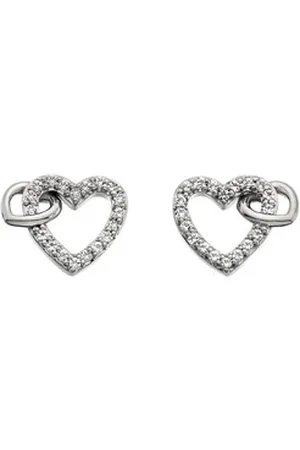 Hot Diamonds Paar Ohrstecker Herz Silber mit Diamanten Togetherness silberfarben
