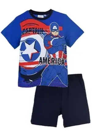 The Avengers Shorty Captain America Kinder Jungen Pyjama Schlaf-Set (2 tlg) blau