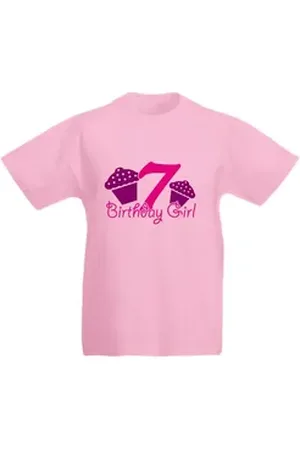 G-graphics T-Shirt 7 – Birthday girl Kinder T-Shirt, mit Spruch / Statement, zum Geburtstag rosa 140