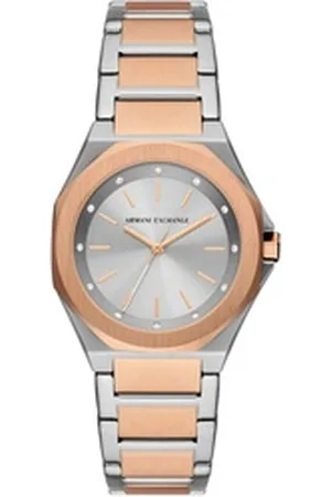 Giorgio Armani ARMANI EXCHANGE Quarzuhr AX4607, Armbanduhr, Damenuhr, Edelstahlarmband, analog, Glassteine silberfarben