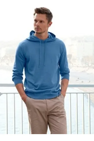 H.I.S H.I.S Strickpullover mit Kapuze, Regular Fit, Pullover mit Rundhals, Feinstrick, Baumwollmischung blau M (48/50)
