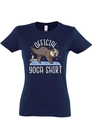 Youth Designz T-Shirt Official Yoga Damen Shirt mit lustigem Faultier Frontprint blau XL