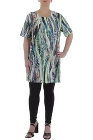 Ital-Design Tunikashirt Damen Freizeit (85915822) Animal Print Top & Shirt in Grün grün M/L