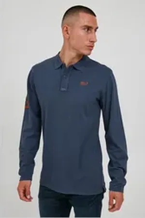 Blend Langarm-Poloshirt BHDahoud blau M
