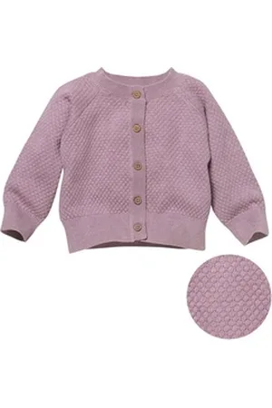 People Wear Organic Strickjacke im wabenförmigem Strukturstrick, aus Bio Baumwolle lila 74/80