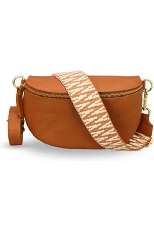 Adel Bags Bauchtasche Damen mit goldenem Reißverschluss, Bauchtasche Leder, hergestellt in Italien, mit 2 Riemen braun