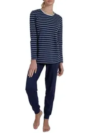 Götzburg GÖTZBURG Pyjama GÖTZBURG Damen Pyjama blau quergestreift (1 tlg) blau 40