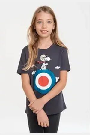 LOGOSHIRT T-Shirt Peanuts - Snoopy mit lizenziertem Print blau|grau 92