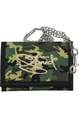2Stoned Geldbörse Wallet Classic mit Kette und Klettverschluß für Erwachsene u. Kinder, verchromte Kette mit Karabiner grün