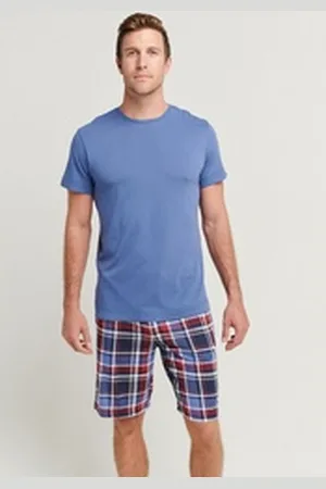 Jockey Shorty Everyday 1⁄2 Knit Short Pyjama (2 tlg) Seitentaschen, Lockere Passform blau S