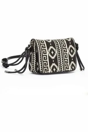 Lascana Umhängetasche Crossbody Bag, im Ethno Look, Minibag, Handtasche, Schultertasche, Tragetasche VEGAN schwarz