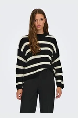 JACQUELINE DE YONG JDY Strickpullover JDYJUSTY L/S STRIPE PULLOVER KNT NOOS schwarz S (36)