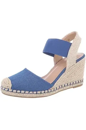 Ital-Design Damen Boho/Hippie Keilsandalette (86706832) Keilabsatz/Wedge Keilsandaletten in Blau blau 36 EU