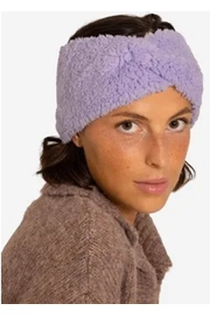 SASSYCLASSY Stirnband Weiches Stirnband Damen in Teddy Textil Winter Warmes Kopfband aus flauschigem Strickmaterial Schwarz Weiß Lilla lila