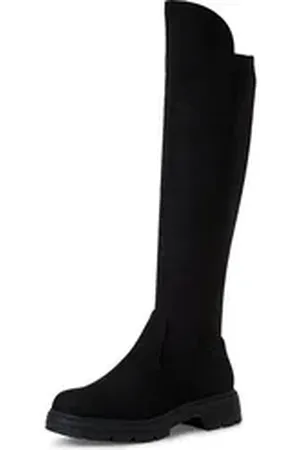 Tamaris Overkneestiefel, Blockabsatz, Langschaftstiefel, Overkneestiefel, vegane Verarbeitung schwarz 39 EU