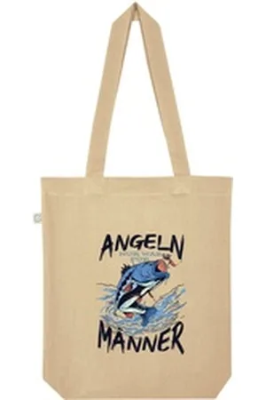 Youth Designz Tragetasche Angeln - Nur Was Für Männer Jutebeutel Tasche Lange Henkel, mit trendigem Angel Aufdruck weiß|beige