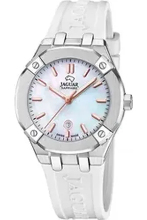 Jaguar Quarzuhr Damenuhr Silikon weiß , (Analoguhr), Damen Armbanduhr rund, Silikonarmband weiß weiß