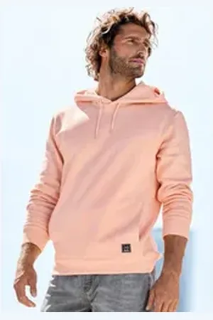 john devin Hoodie Langarm, Sweatshirt mit Rundhals und Kapuze, Baumwollmischung orange L (52/54)