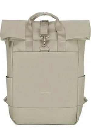 Expatrié Cityrucksack Adele Laptop Rolltop Damen Wasserabweisend (1-tlg), Hochwertiges Kunstleder, Wasserabweisend grau|grün
