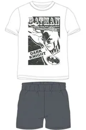 Batman Pyjama "Dark Knight" Kurzer Jungen-Pyjama in Weiß & Grau, Gr. 134-164 (Set, 2 tlg) weiß 134
