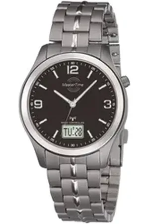 Master Time Funkuhr MTGT-10349-22M, Armbanduhr, Quarzuhr, Herrenuhr, Datum, Leuchtzeiger silberfarben
