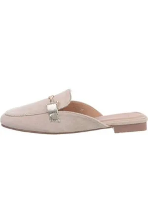 Ital-Design Damen Mules Freizeit Pantolette Blockabsatz Pantoletten in Beige beige|braun 38 EU