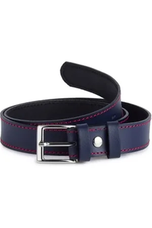 Ladeheid Ledergürtel Kinder Gürtel Ledergürtel 2,5 cm Breit K1D5 blau|rot 65 cm