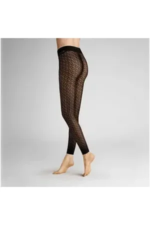 Hudson Strickstrumpfleggings Letter 50 DEN (1 St) Leggings mit grafischer Musterung schwarz 38-40