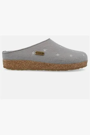 Haflinger Grizzly Stelline Filzclog aus reinem Wollfilz Unisex Sternmotiv Hausschuh grau 47 EU