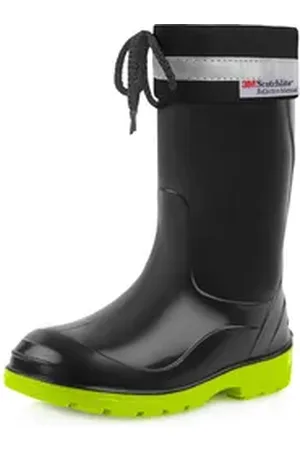 Ladeheid Lange Regenschuhe für Mädchen und Jungen LA-972 Gummistiefel Kinder mit Stulpe zum Schnüren grün|schwarz 30