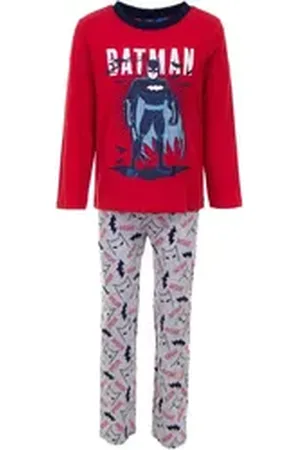 Batman DC Comics Schlafanzug Classic Kinder Pyjama Gr. 98 bis 128, Baumwolle, Blau oder Rot rot 98