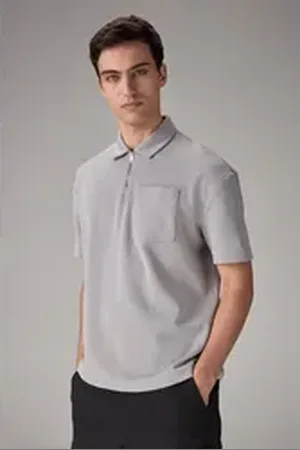 Next Poloshirt Polo-Shirt mit RV-Kragen (1-tlg) grau L (Normallänge)