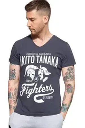 Akito tanaka T-Shirt Gladiator Fighters (1-tlg) mit coolem Kontrast-Print grau S