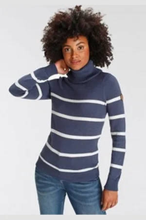 KangaROOS Rollkragenpullover in lässiger Form mit Kontraststreifen blau 48/50 (XL)