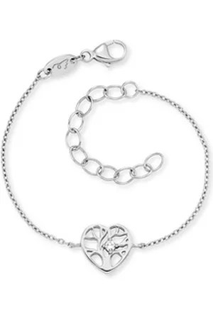 HERZENGEL Armband Schmuck Geschenk, Armkette, Lebensbaum im Herz, HEB-TREE-ZI, mit Zirkonia (synth) silberfarben
