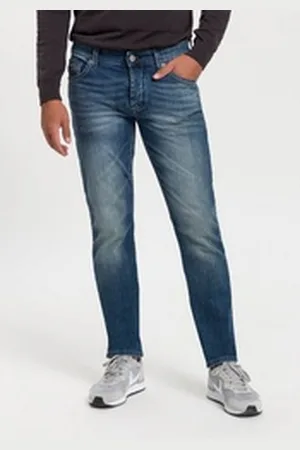 Bruno Banani Straight-Jeans Dylan gerade Beinform, Used-Waschung, niedrige Leibhöhe blau 36