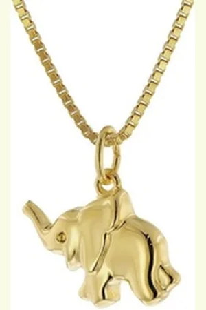 Acalee Kette mit Anhänger mit Glücksbringer Gold 333/8K Elefant Collier goldfarben 38 cm