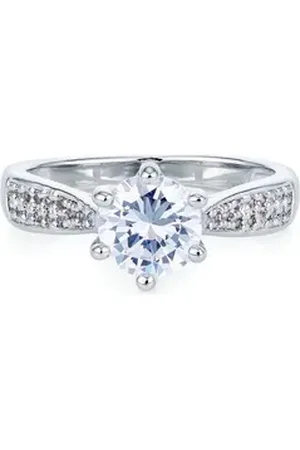 Buckley London Fingerring Messing rhodiniert Kristalle weiß 058 (18,5)