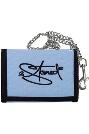 2Stoned Geldbörse Wallet Classic mit Kette und Klettverschluß für Erwachsene u. Kinder, verchromte Kette mit Karabiner blau