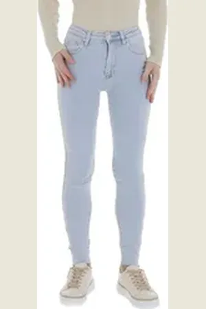 Ital-Design Skinny-fit-Jeans Damen Freizeit (86746099) Destroyed-Look Stretch High Waist Jeans in Hellblau blau XL/42