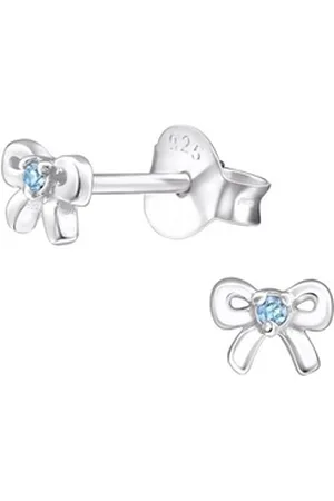 ALEXANDER YORK Paar Ohrstecker Kinderschmuck-Ohrstecker SCHLEIFE mit Geburtsstein I aqua, 2-tlg., 925 Sterling Silber silberfarben