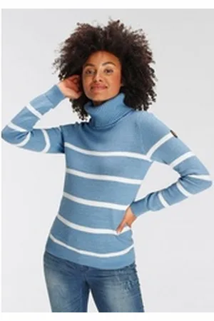 KangaROOS Rollkragenpullover in lässiger Form mit Kontraststreifen blau 48/50 (XL)