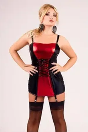 Andalea Corsage Plus Size Corsage mit Strapse Wetlook (1-teilig) schwarz 50/52