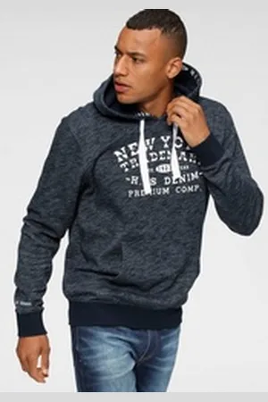 H.I.S H.I.S Kapuzensweatshirt Langarm, lockere Passform, mit Print, Kapuze blau M (48/50)