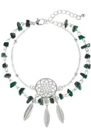 Lascana Fußkette Layer Look mit Traumfänger Anhänger, im Western-Look, 2 reihiges Fußkettchen mit Anhänger silberfarben