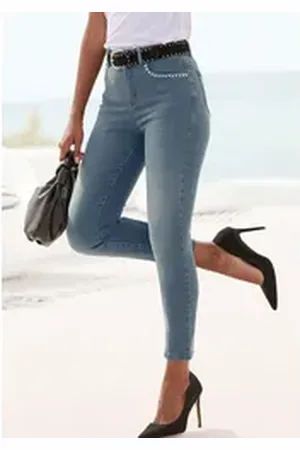 Buffalo 7/8-Jeans mit Nieten, Skinny Jeans, figurbetont, modisch blau 40