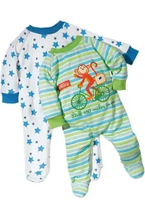 Erwin Müller Pyjama Baby-Schlafanzug 2er-Pack Interlock-Jersey Streifen blau|grün 74/80