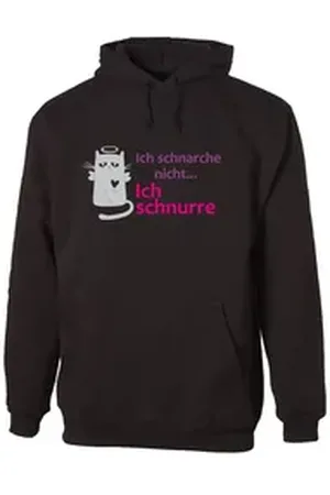 G-graphics Hoodie Ich schnarche nicht – Ich schnurre Unisex mit trendigem Frontprint mit Spruch für Katzenliebhaber lila|schwarz M
