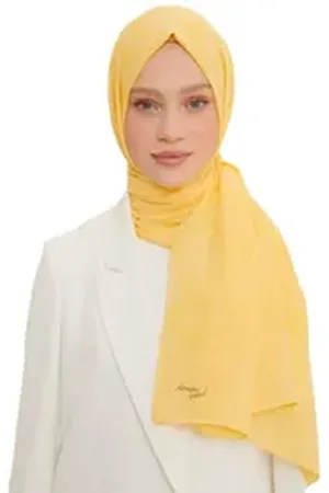 Armine Kopftuch Damenschal, Premium Qualität Halstuch Damen, Elegantes Langes Hijab Ko gelb
